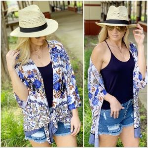 Infinity Raine Sweaters - Blue floral kimono Infinity Raine Sweaters - Blue floral kimono